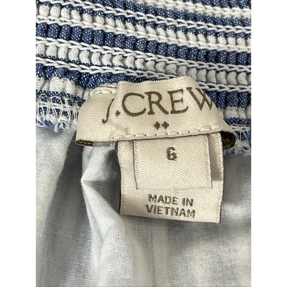 J Crew Striped Off the Shoulder Mini Dress 6 Linen Cotton Blend Nautical Preppy - Picture 7 of 10